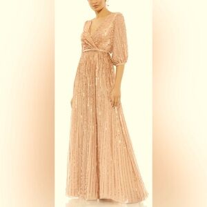 👗NWT! Mac Duggal Sequin 3/4 Sleeve Wrap Dress